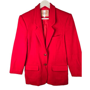 Donna Women's Vintage Red Lambswool Cashmere Blend Blazer Size Medium